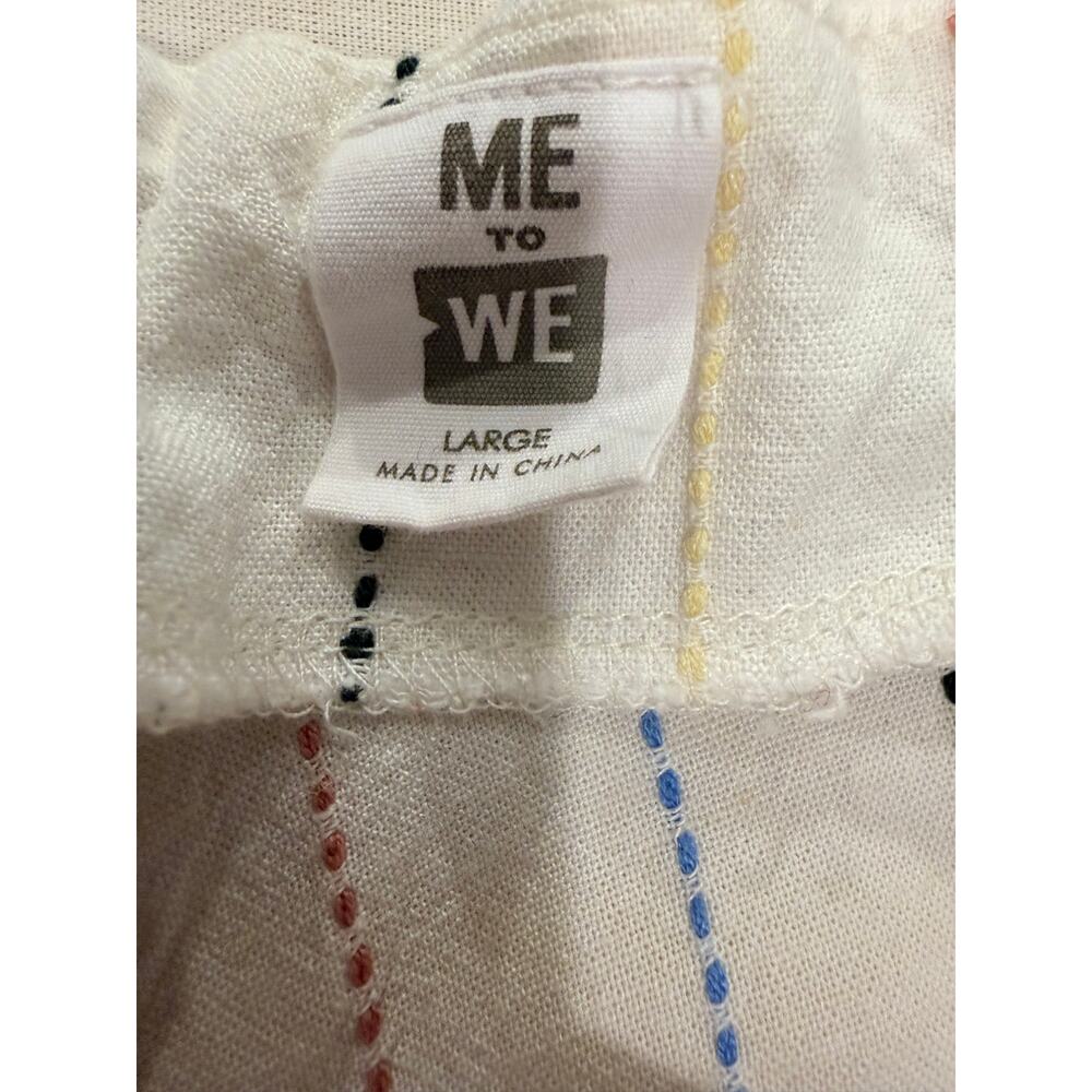 Me To We PacSun Linen Blend O-Ring Wrap Skort White Rainbow Embroidered Stripe L - Picture 2 of 8